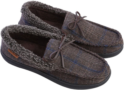 Men's Slippers Moccasin Plush Lined House Shoes Fuzzy Furry