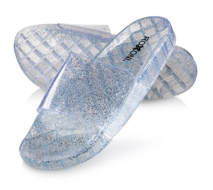 Roxoni Women's Summer Flip Flop Open Toe Jelly Glitter Slide Sandal Slippers