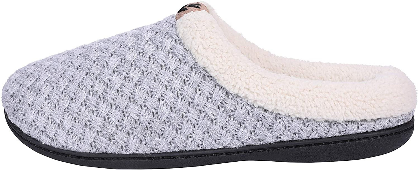 Roxoni Women's Slippers Cozy Fleece Warm Clog Knit Winter Ladies House Shoe Non-Slip