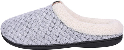 Roxoni Women's Slippers Cozy Fleece Warm Clog Knit Winter Ladies House Shoe Non-Slip