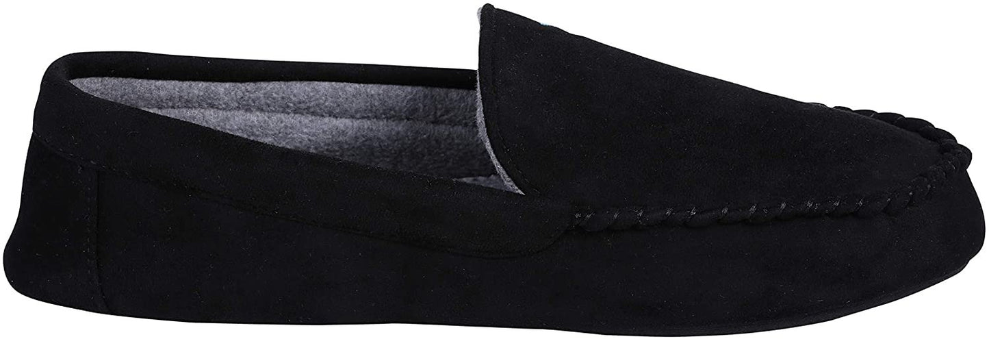 Roxoni Mens Slippers, Suede Moccasin Slipper with Memory Foam
