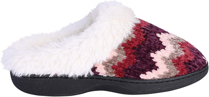 Roxoni Women's Slippers Suede Memory Foam Clog Slippers Fur Lined House Shoes