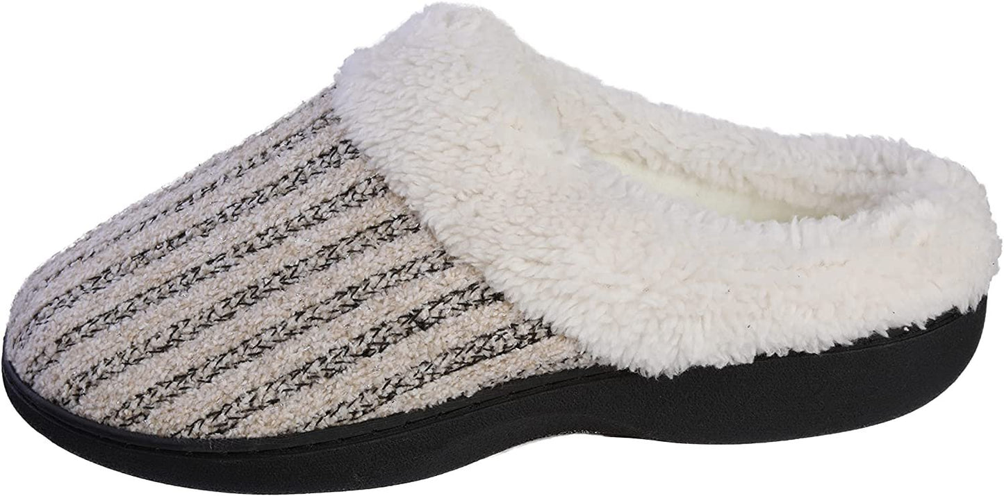 Roxoni Women’s House Slippers Knit Fleece Lined Cozy Clog House Shoes