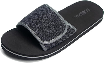 Roxoni Boys and Men’s Open Toe Slipper Sandals for Indoor/Outdoor Fashion Father and Son Matching Slippers in Blue, Olive Green and Black