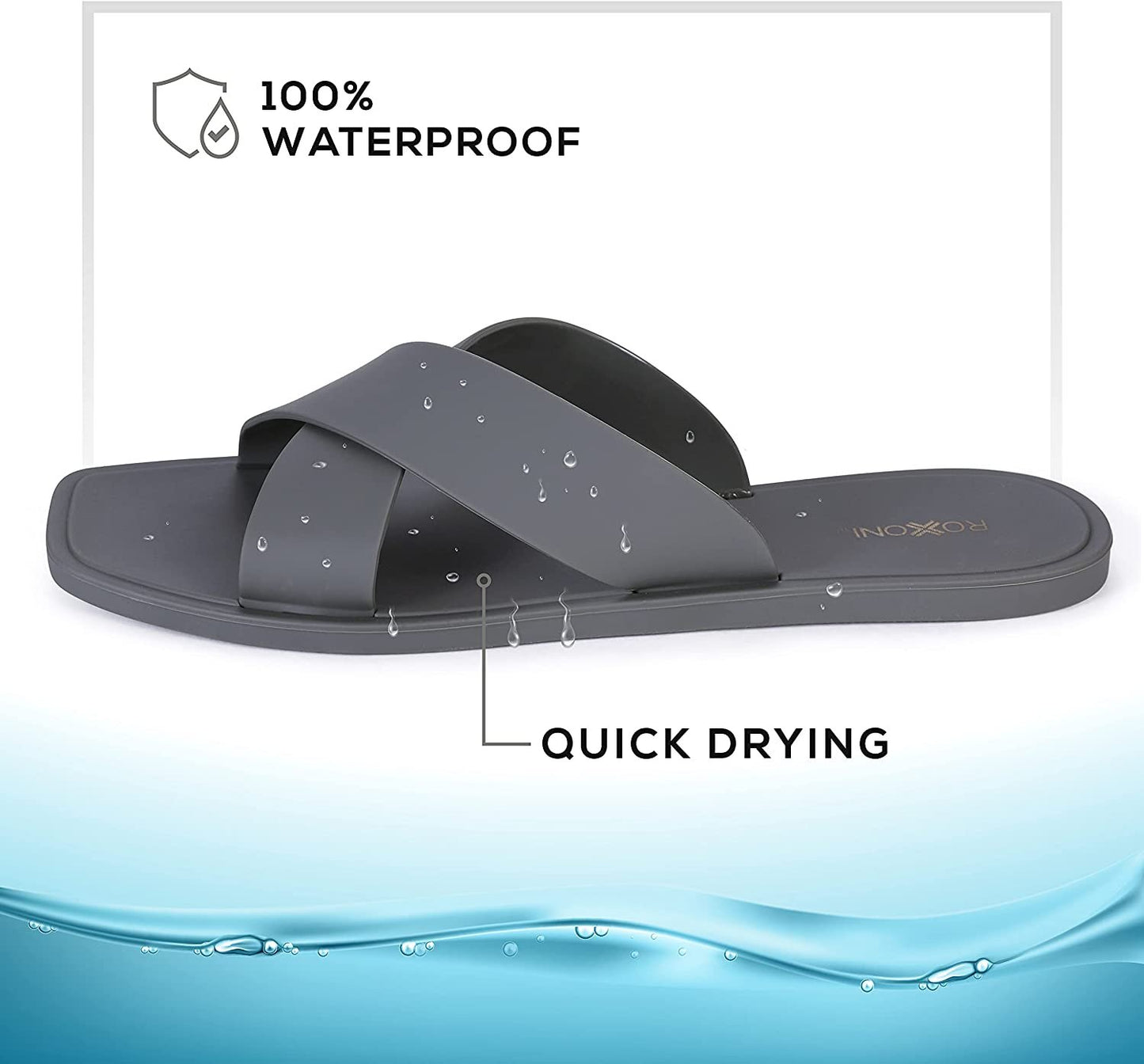 ROXONI Women Slippers Shower Pool Sandals Criss Cross Bathroom Quick Drying Slippers