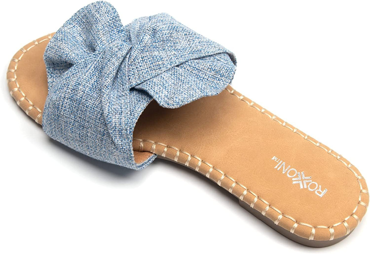 Roxoni Open Toe Sandal Slippers for Women - Indoor Outdoor Slides Shoes for Women - Spring Summer Slippers for Women