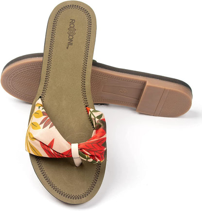 Floral Lace Strap Slippers for Women – Cute Womens Slippers with Color Flower Patterns – Boho Indoor Outdoor for Summers – Stylish & Trendy Casual Slippers