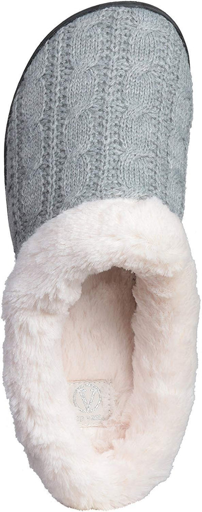 Roxoni Women's Slippers Cable Knit Super Cozy Comfort Clog