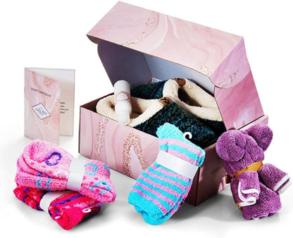 VERY PERI Luxury Curated Gift Box for Her – Gift Box for Her from The Heart – Women Pamper Gift Box for Special Occasions – Assorted Gift Box with Slippers Socks Body Lotion Towel & Message Gift Card