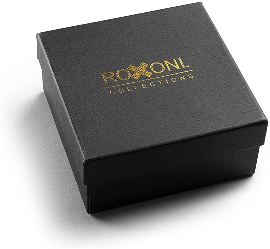 ROXONI Men's 2 Pack Ultra Soft Geniune Leather Ratchet Dress Belt with Automatic Buckle, Enclosed in an Elegant Gift Box
