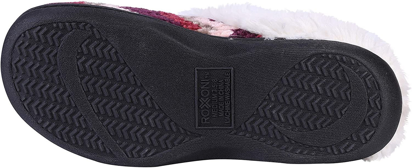 Roxoni Women's Slippers Suede Memory Foam Clog Slippers Fur Lined House Shoes