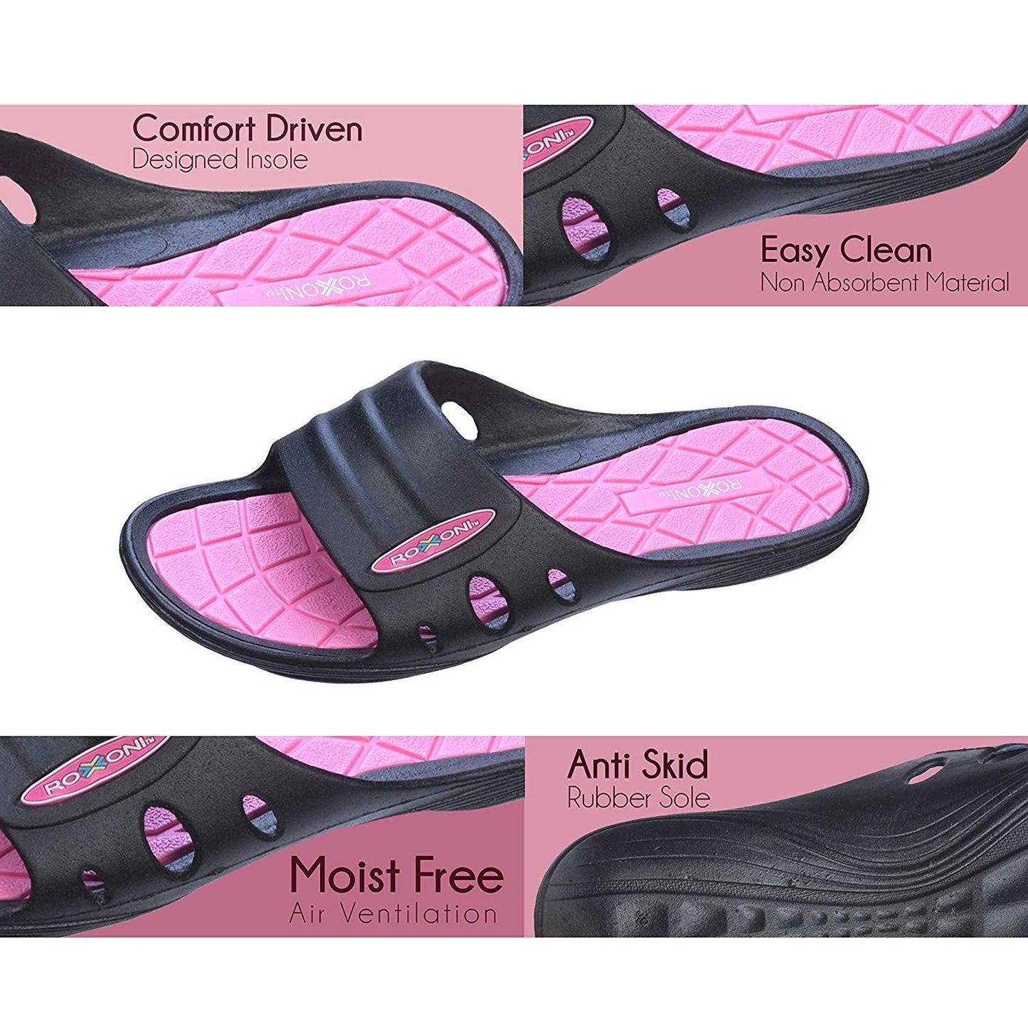 Roxoni Womens Summer Flip Flop Beach Open Toe Slide Sandals with Rubber Sole