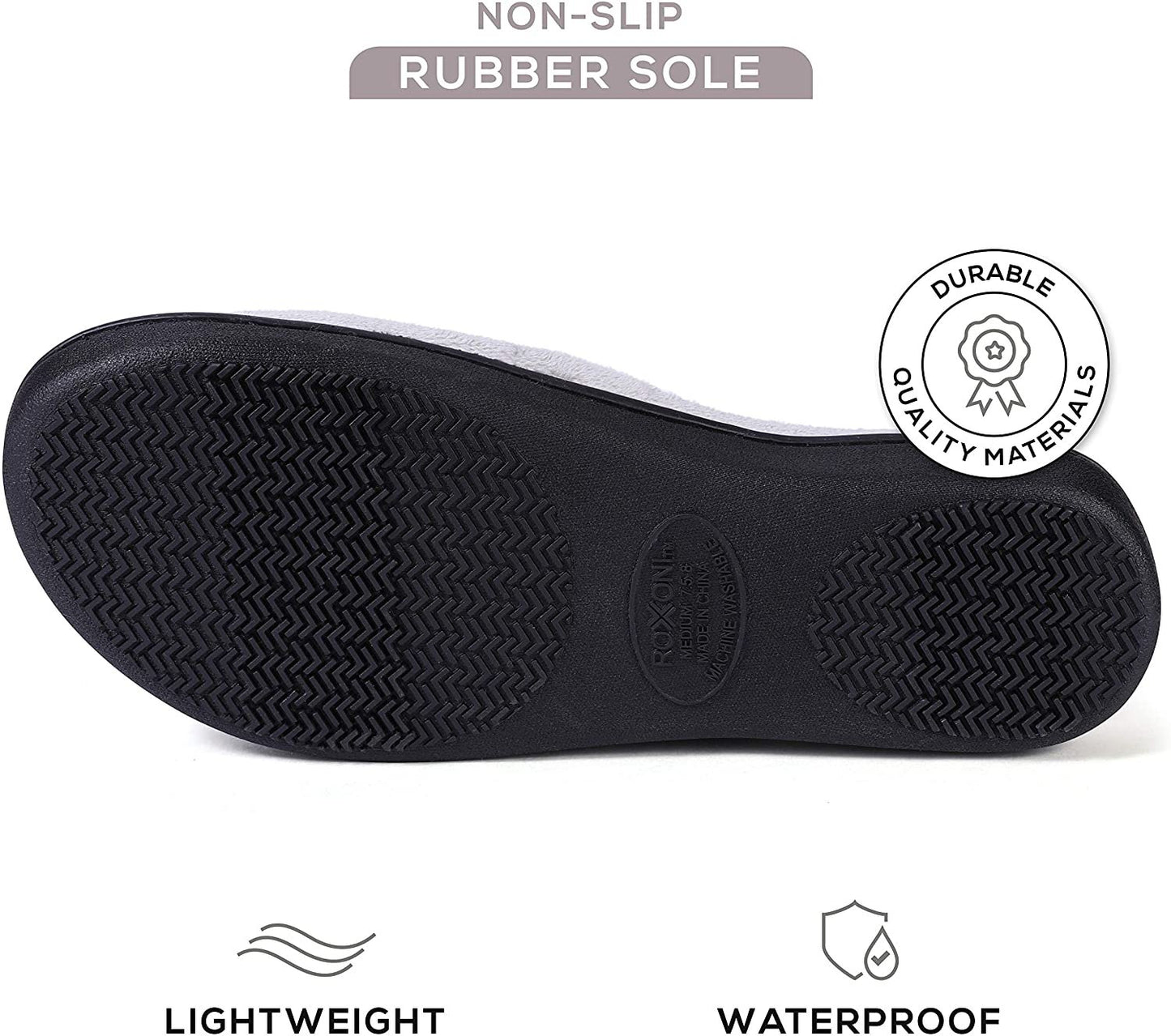 Roxoni Women's Soft Open Toe Slide Slippers, Indoor Outdoor Rubber Sole