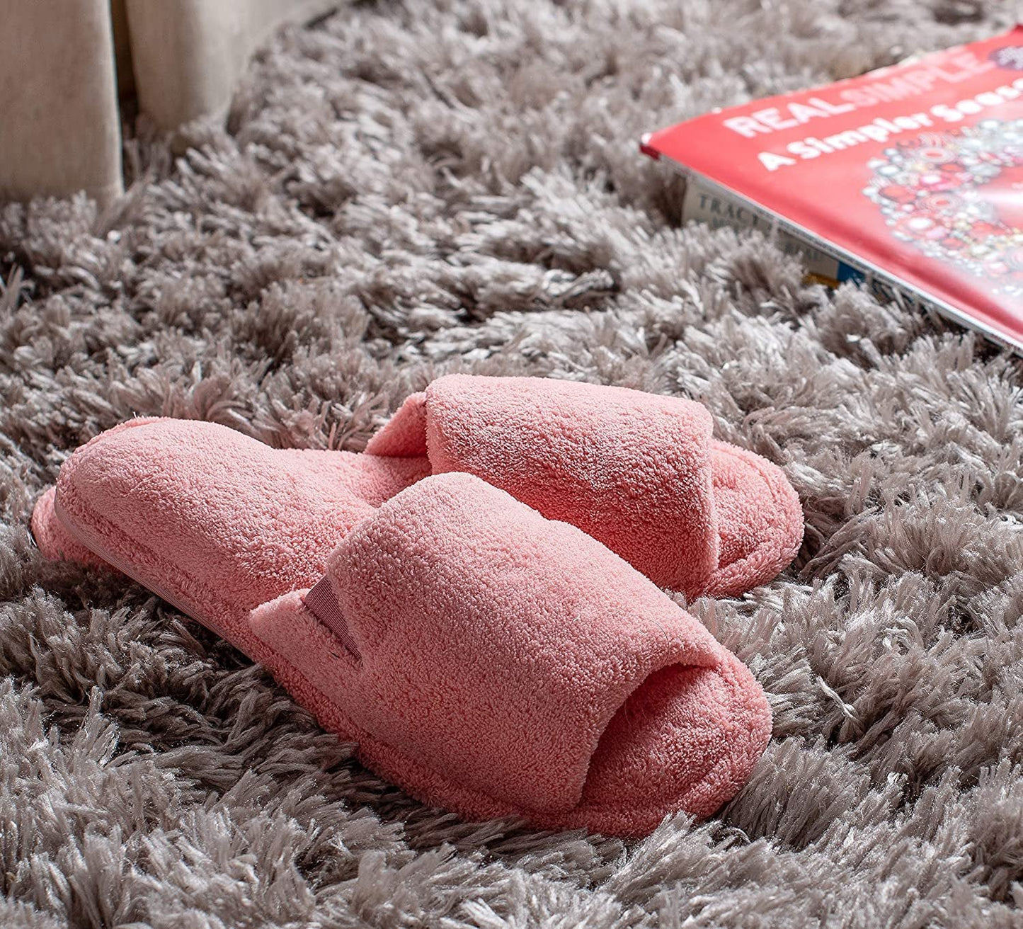 Roxoni Ultra Soft Spa Slippers for Women Cozy, Fuzzy Terry Bathroom, House and Shower Shoes