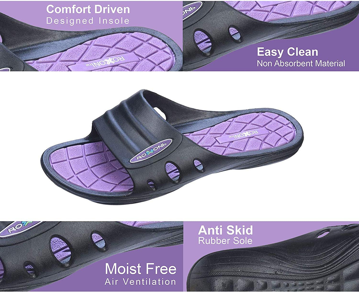 Roxoni Womens Summer Flip Flop Beach Open Toe Slide Sandals with Rubber Sole