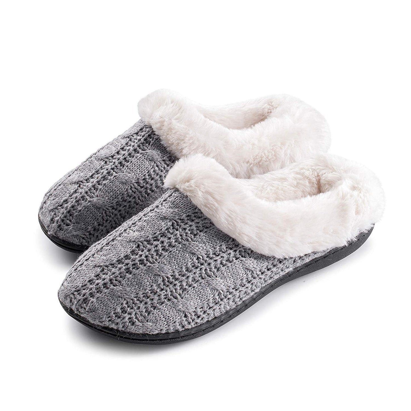 Roxoni Women's Slippers Cable Knit Super Cozy Comfort Clog