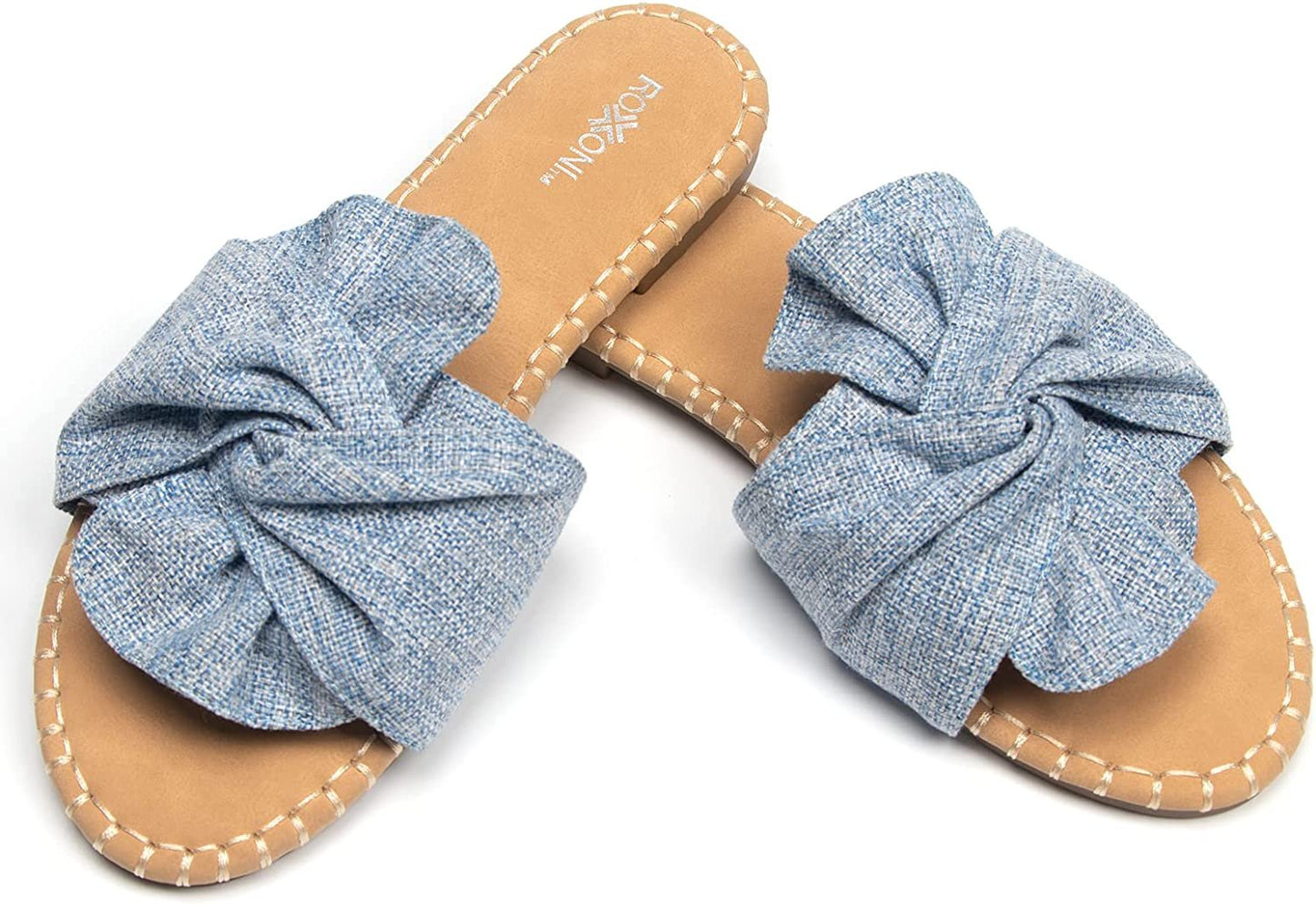Roxoni Open Toe Sandal Slippers for Women - Indoor Outdoor Slides Shoes for Women - Spring Summer Slippers for Women