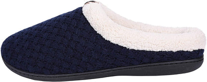 Roxoni Women's Slippers Cozy Fleece Warm Clog Knit Winter Ladies House Shoe Non-Slip