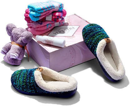 VERY PERI Luxury Curated Gift Box for Her – Gift Box for Her from The Heart – Women Pamper Gift Box for Special Occasions – Assorted Gift Box with Slippers Socks Body Lotion Towel & Message Gift Card