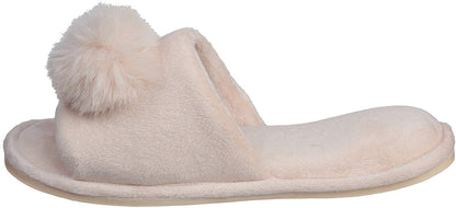 Pupeez Girl's Slipper Lovely Velvet Pom-pom Open Toe Kids House Slides