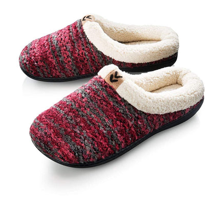 Roxoni Womens Knitted Fleece Lined Clog Slippers Warm House Shoe