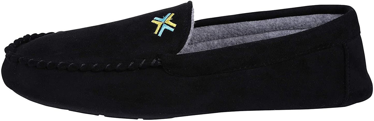 Roxoni Mens Slippers, Suede Moccasin Slipper with Memory Foam