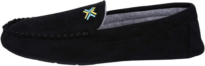 Roxoni Mens Slippers, Suede Moccasin Slipper with Memory Foam