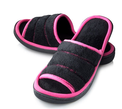 Roxoni Women's Open Toe Memory Foam Slippers with Contrast Design -Sizes 6 to 11 -style #2185