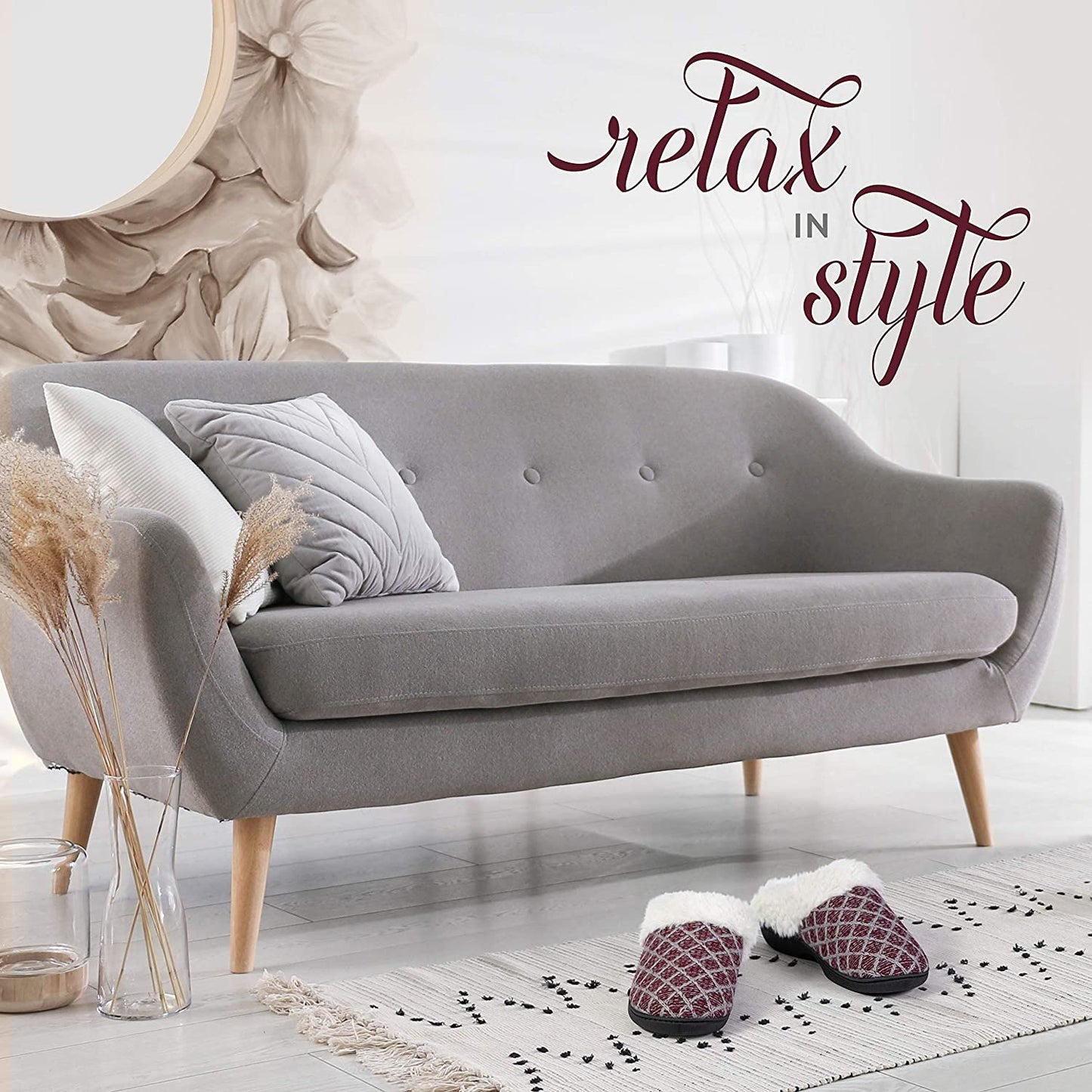 Roxoni Womenâ€™s Cozy Memory Foam Slippers, Fuzzy Warm Faux Fur, Indoor Outdoor Rubber Sole