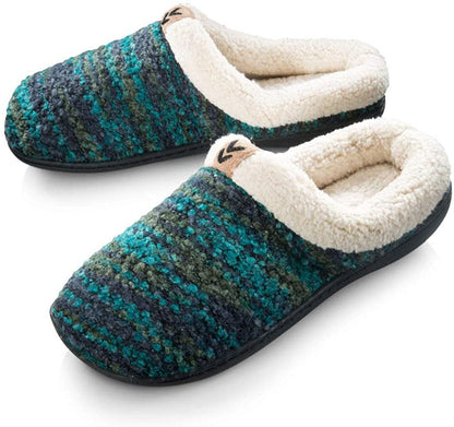 Roxoni Womens Knitted Fleece Lined Clog Slippers Warm House Shoe