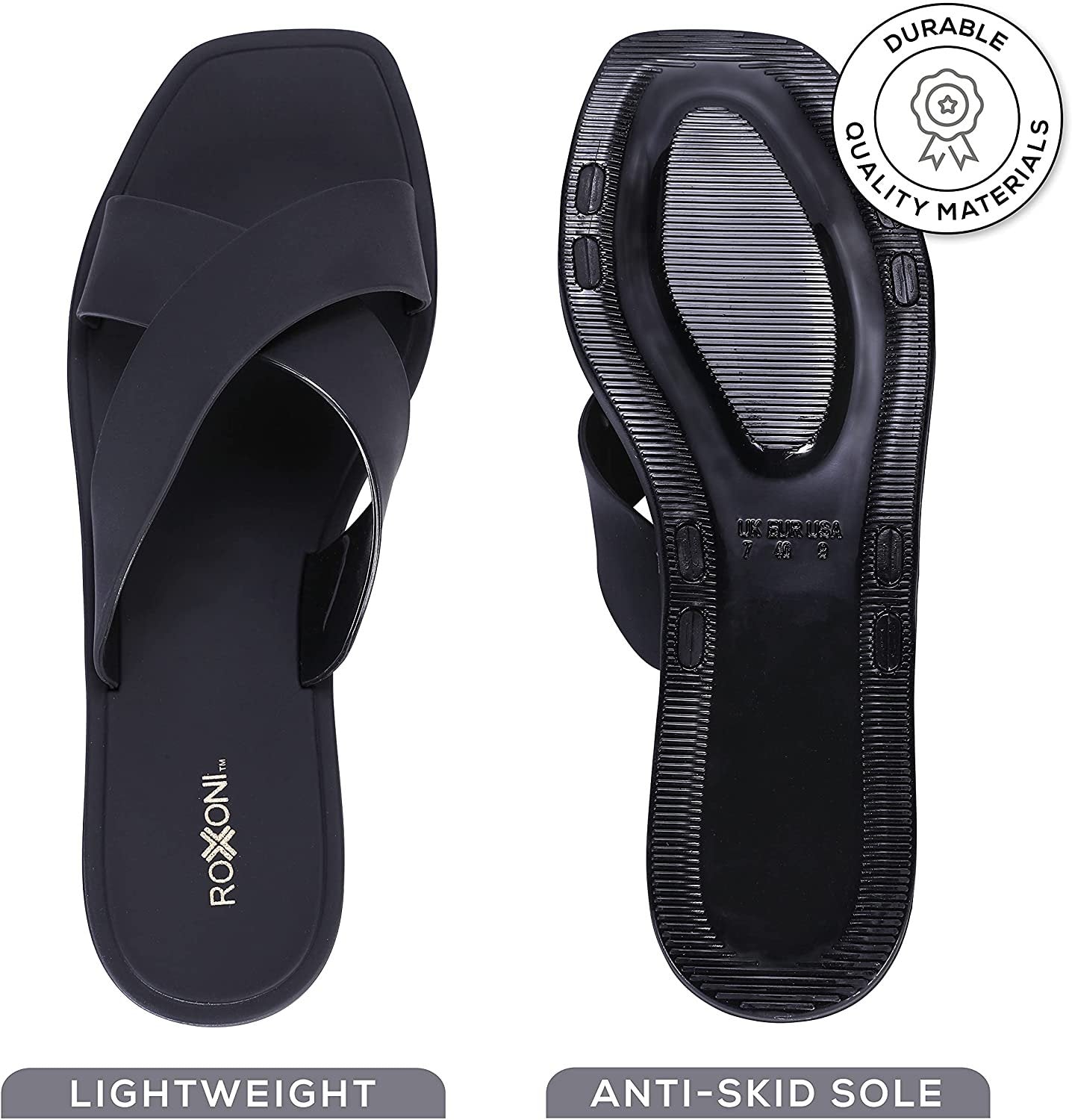 ROXONI Women Slippers Shower Pool Sandals Criss Cross Bathroom Quick Drying Slippers