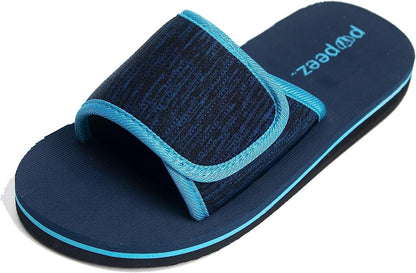Pupeez Boys Open Toe Slipper Sandals for Indoor/Outdoor Fashion Father and Son Matching Slippers in Blue, Olive Green and Black