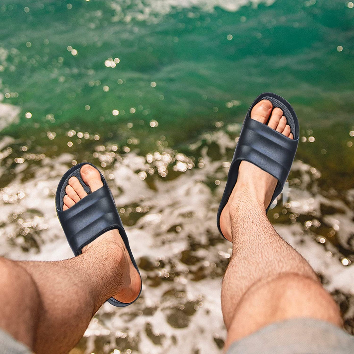 Roxoni Men's Comfort Open Toe Slide Sandals, Anti Skid Rubber Sole, -sizes 8 to 13 -style #1245