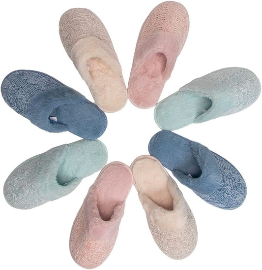 Roxoni Clog Sandals for Women – Fur Trim Slippers – Sweater Knit Slippers – 5 Sizes and 4 Colors – Comfortable and Great Grip – Offers Great Support to Your Feet – Luxurious Design