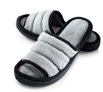 Roxoni Women's Open Toe Memory Foam Slippers with Contrast Design -Sizes 6 to 11 -style #2185