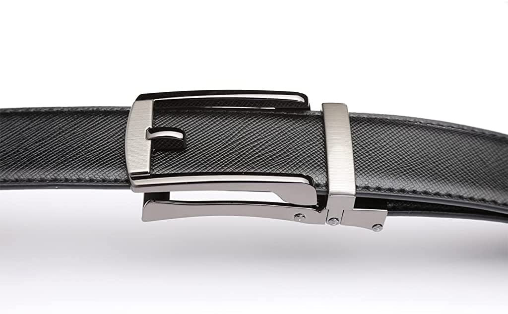 ROXONI Men's Ultra Soft Genuine Leather Ratchet Dress Belt with Automatic Buckle, Enclosed in an Elegant Gift Box - 2 Pack
