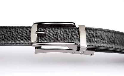 ROXONI Men's Ultra Soft Genuine Leather Ratchet Dress Belt with Automatic Buckle, Enclosed in an Elegant Gift Box - 2 Pack