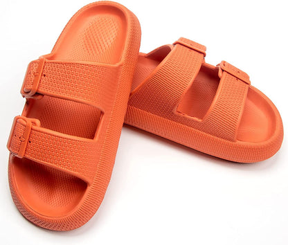 Womens Slip-on Sandals – Casual, Cute & Comfortable Slippers for Summer – Use Indoor or Outdoor adjustable buckle straps