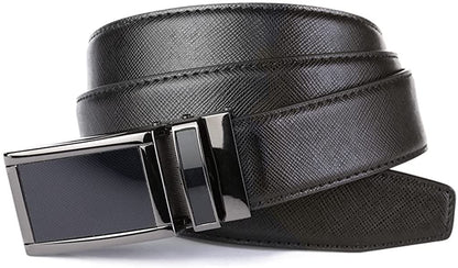 ROXONI Men's 2 Pack Ultra Soft Geniune Leather Ratchet Dress Belt with Automatic Buckle, Enclosed in an Elegant Gift Box