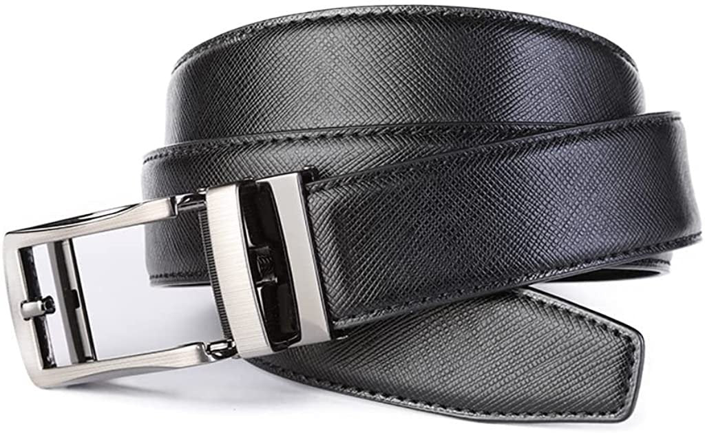 ROXONI Men's 2 Pack Ultra Soft Geniune Leather Ratchet Dress Belt with Automatic Buckle, Enclosed in an Elegant Gift Box