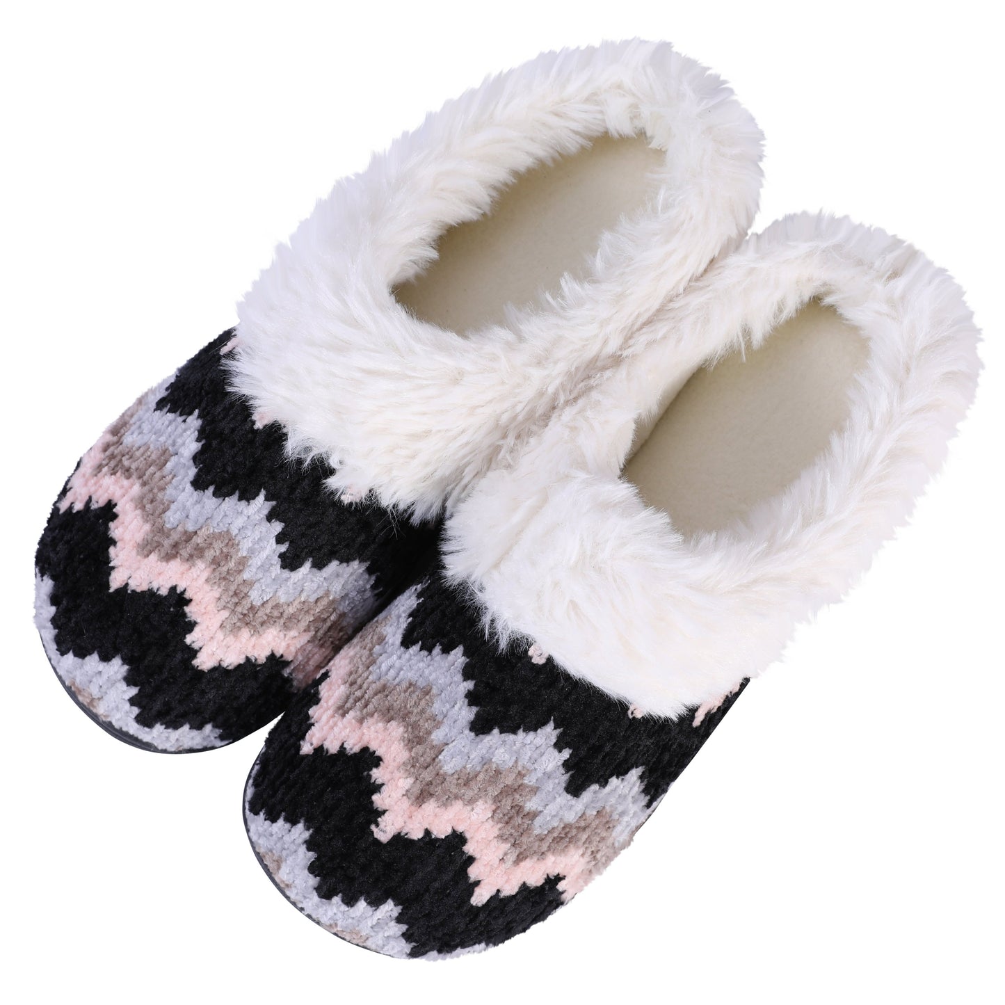 Roxoni Womenâ€™s Cozy Memory Foam Slippers, Fuzzy Warm Faux Fur Lined, Indoor Outdoor Rubber Sole