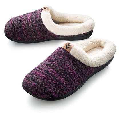 Roxoni Womens Knitted Fleece Lined Clog Slippers Warm House Shoe