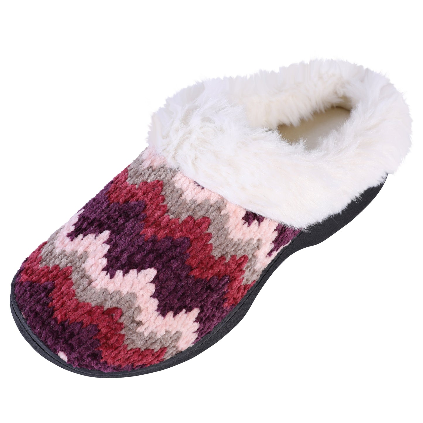 Roxoni Womenâ€™s Cozy Memory Foam Slippers, Fuzzy Warm Faux Fur Lined, Indoor Outdoor Rubber Sole