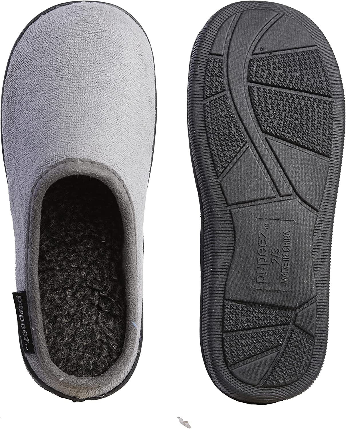 Pupeez Boy’s Terry Clog Big Kids Slippers