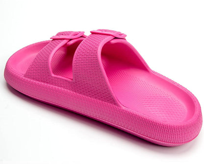 Womens Slip-on Sandals – Casual, Cute & Comfortable Slippers for Summer – Use Indoor or Outdoor adjustable buckle straps