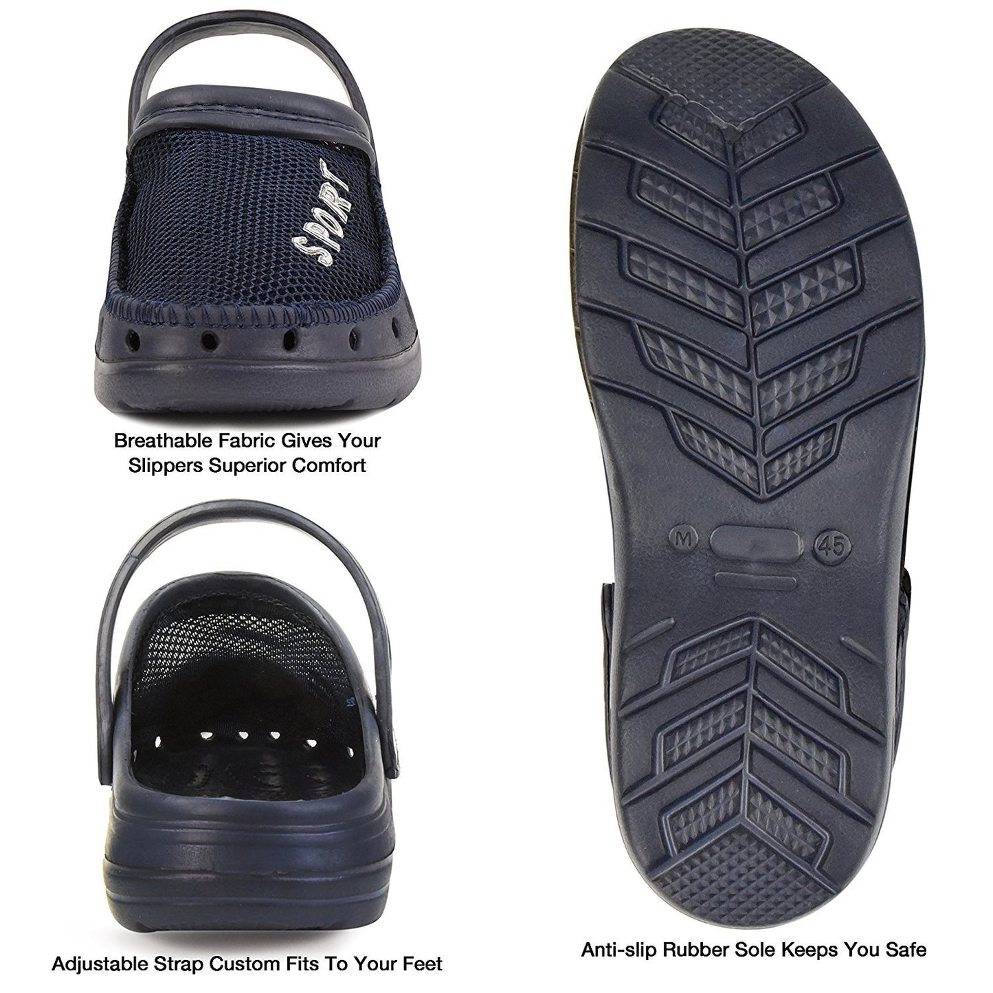 Roxoni Men’s Rubber Sport Clogs with Breathable Mesh Upper