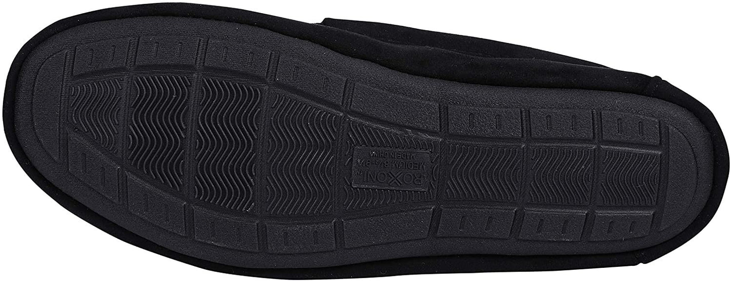 Roxoni Mens Slippers, Suede Moccasin Slipper with Memory Foam