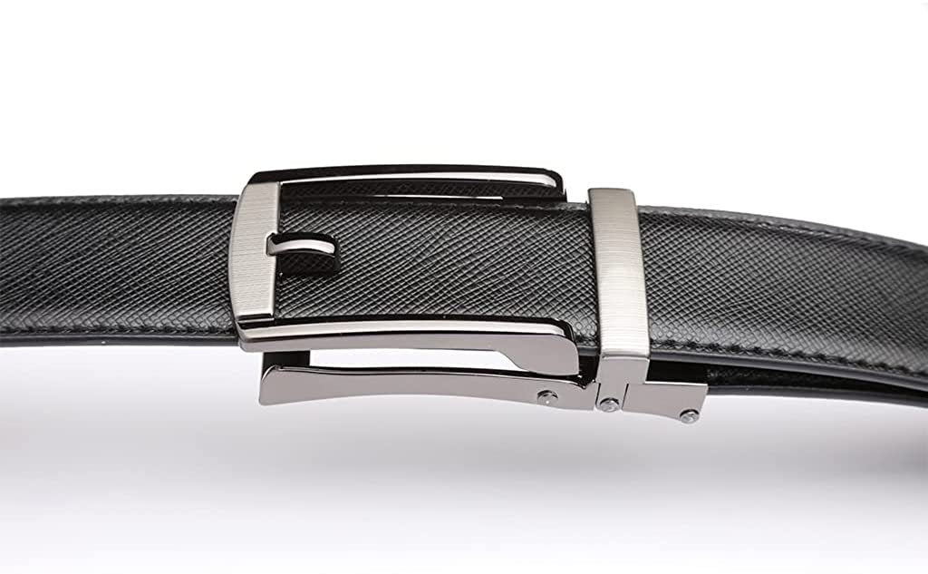 ROXONI Men's 2 Pack Ultra Soft Geniune Leather Ratchet Dress Belt with Automatic Buckle, Enclosed in an Elegant Gift Box