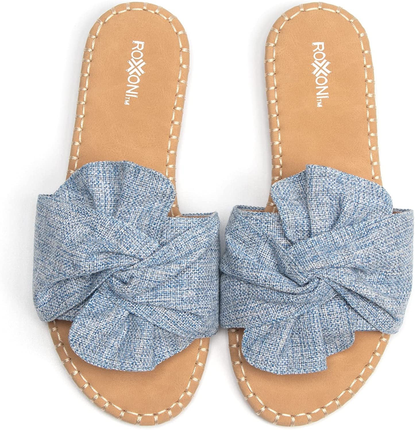 Roxoni Open Toe Sandal Slippers for Women - Indoor Outdoor Slides Shoes for Women - Spring Summer Slippers for Women