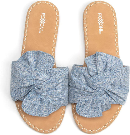 Roxoni Open Toe Sandal Slippers for Women - Indoor Outdoor Slides Shoes for Women - Spring Summer Slippers for Women